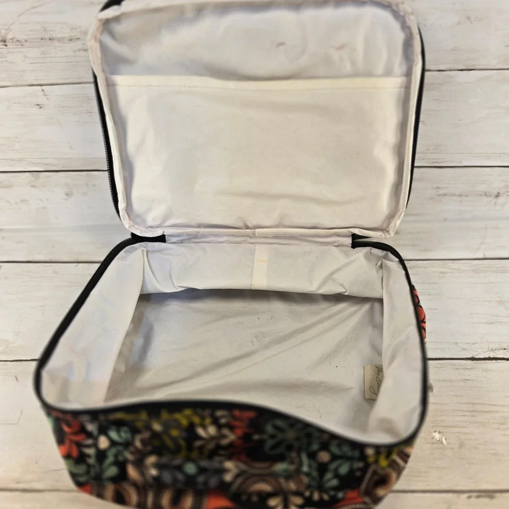 Vera Bradley Provencal Paisley Floral Cosmetic Makeup Bag Travel Case Orange